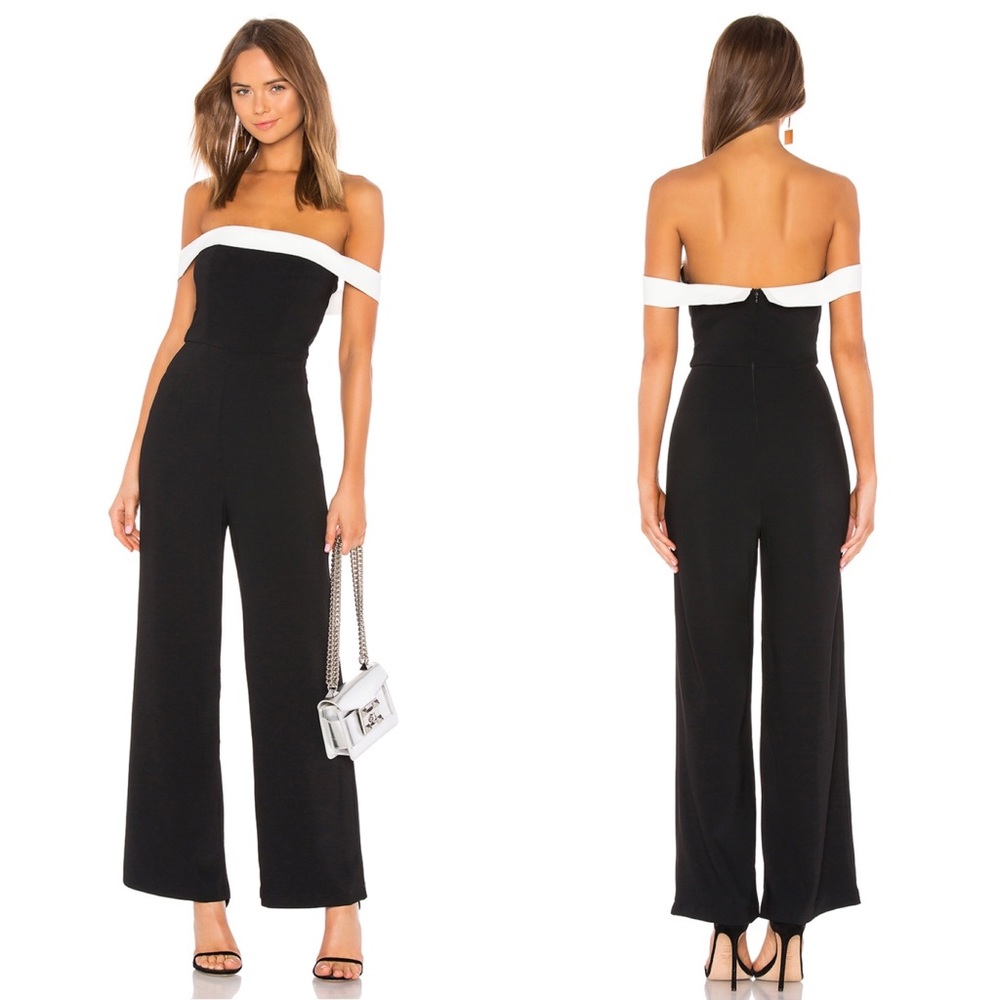 Superdown Camilla Jumpsuit in Black & White Sz Xs
